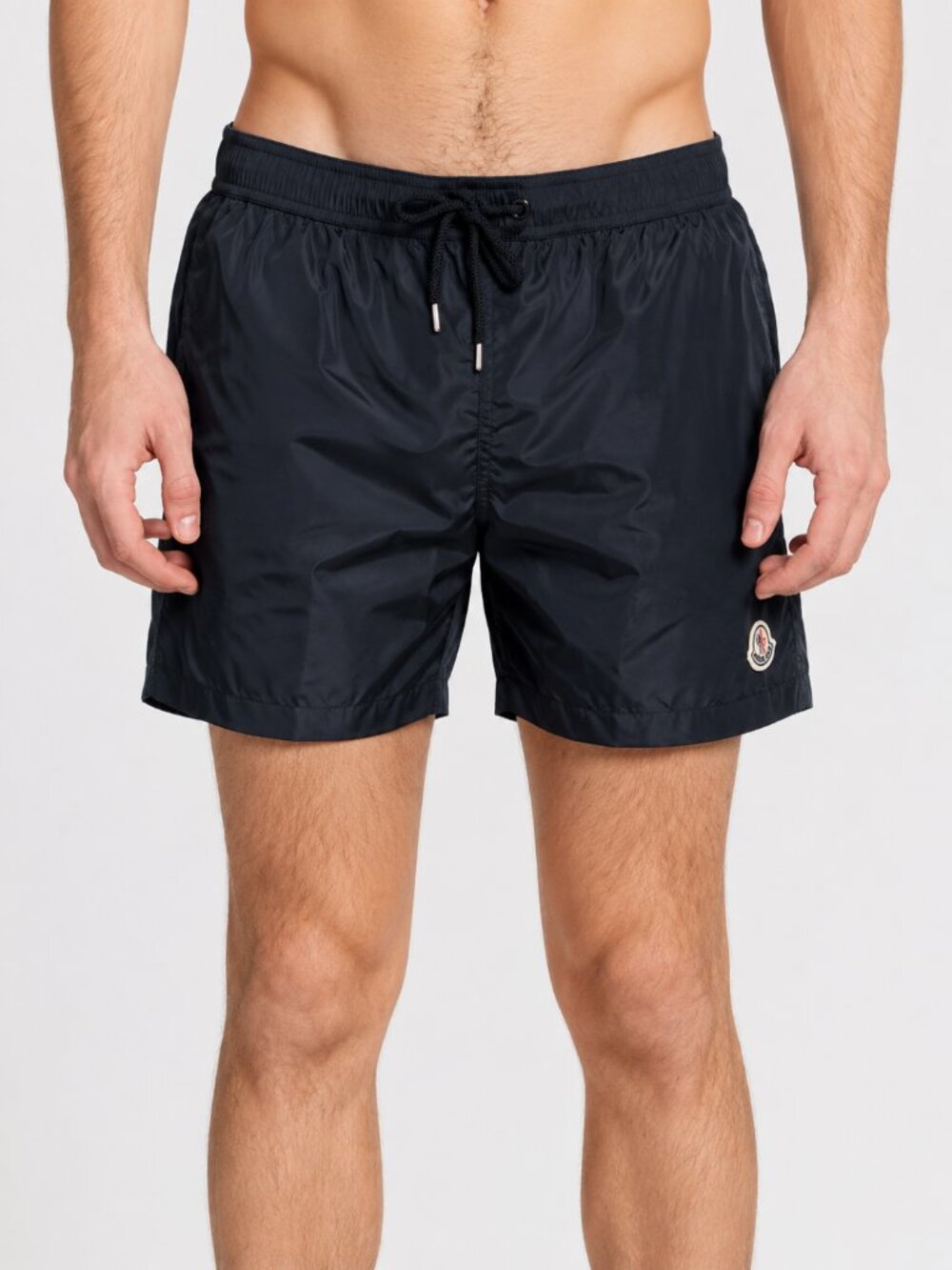 Moncler Logo Patch Swim Shorts Navy Blue Nylon Men's Designer Swim Trunks
